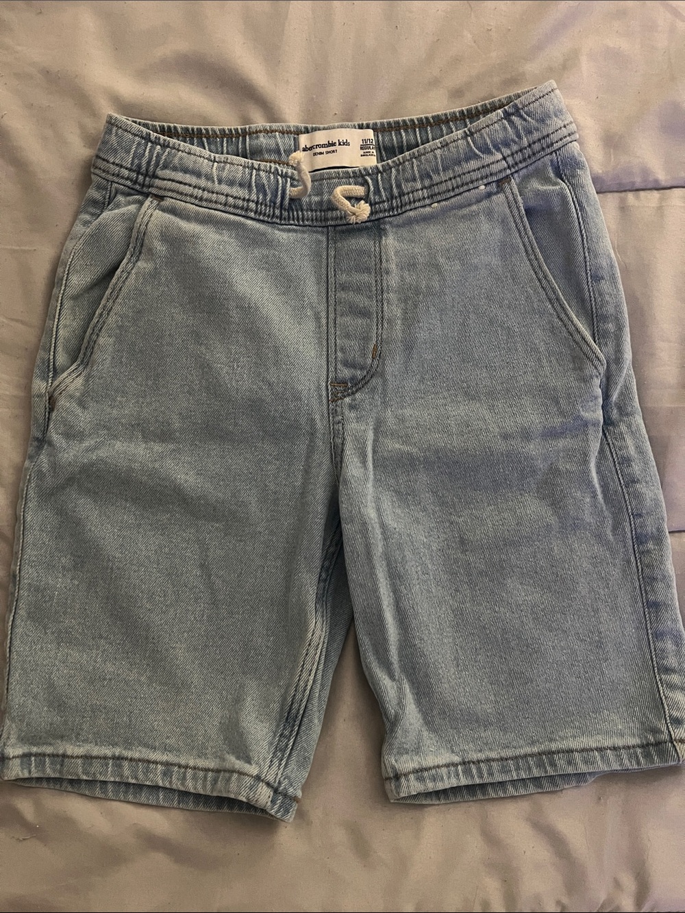 abercrombie kids Light Blue Denim Drawstring Hybrid Shorts